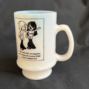 Bubble Gummers Comic Strip Coffee Mug Jeff & Carol Wakefield 1973 Milk Glass